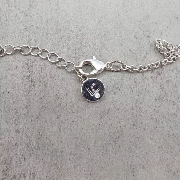 Liz Claiborne Necklace Silver Tone Station Beads Tassel Pendant 26 Inch NWOT - Picture 3 of 8